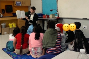 Jonathan M. Parisi and Hunter Elementary students