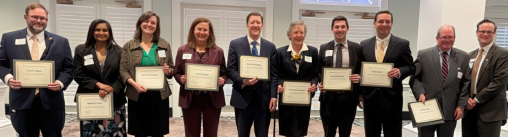 L to R: Jason Hicks, Manisha Patel, Jamey Lowdermilk, Beth Langley, Jim Slaughter, Eloise Hassell, Jonathan Parisi, Kearns Davis, Jon Wall, President Bill Davis